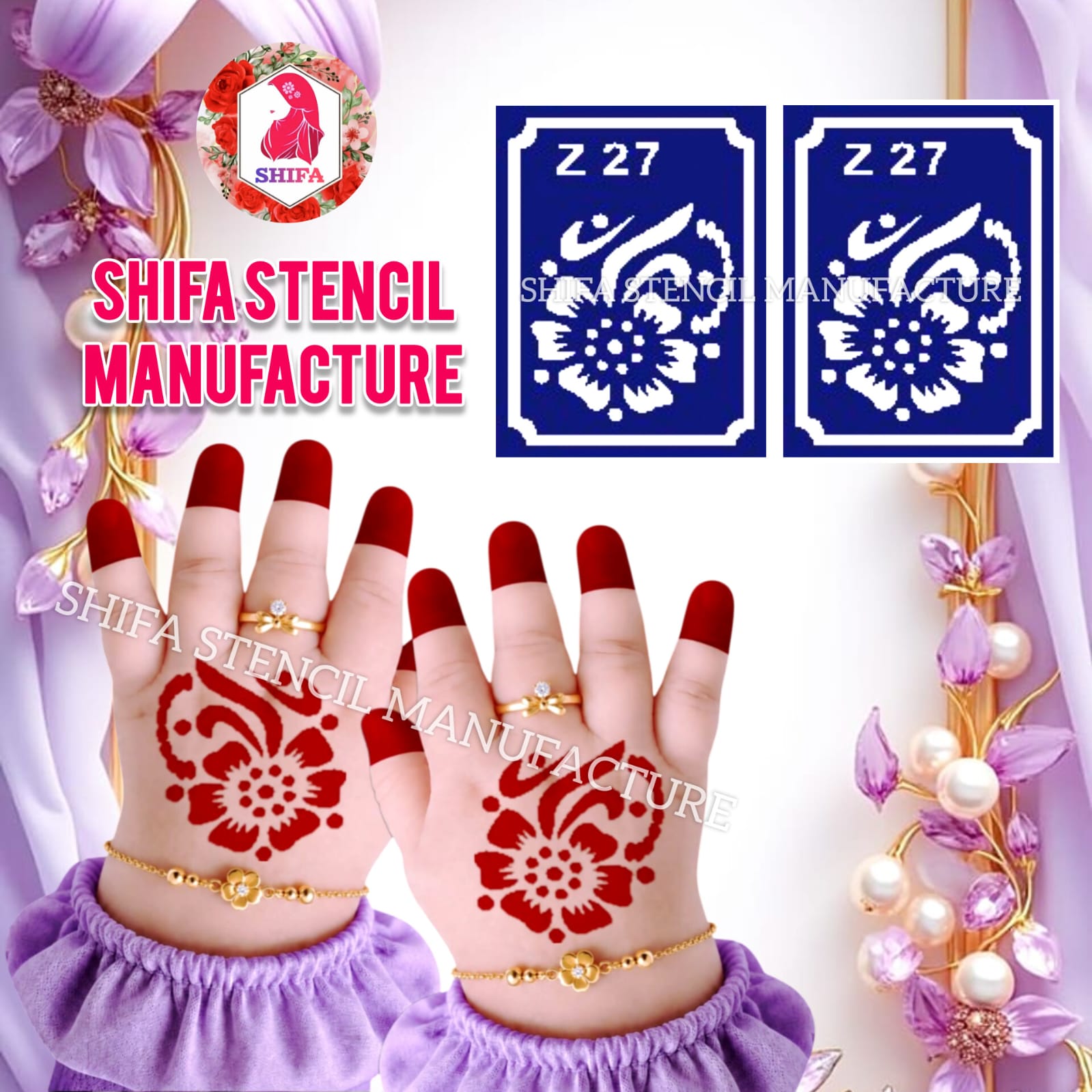 Z 27 Paisley Flora - Sticker overview - Shifa Stencil Manufacturer